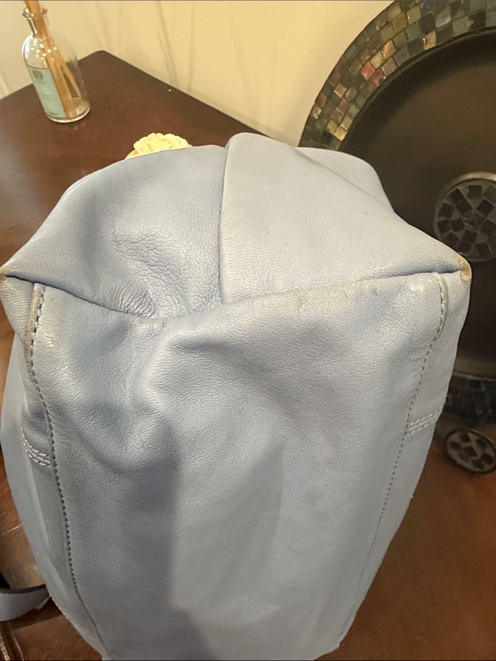 Longchamp Le Pliage Heritage Leather Tote in Light Blue - Picture 9 of 11
